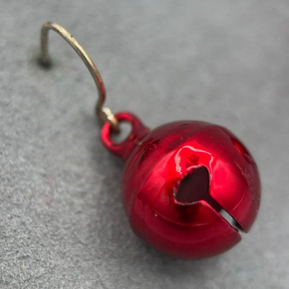 Vintage‎ Red Jingle Mini Christmas Ornament Collectible Bulb Dangle Earrings For